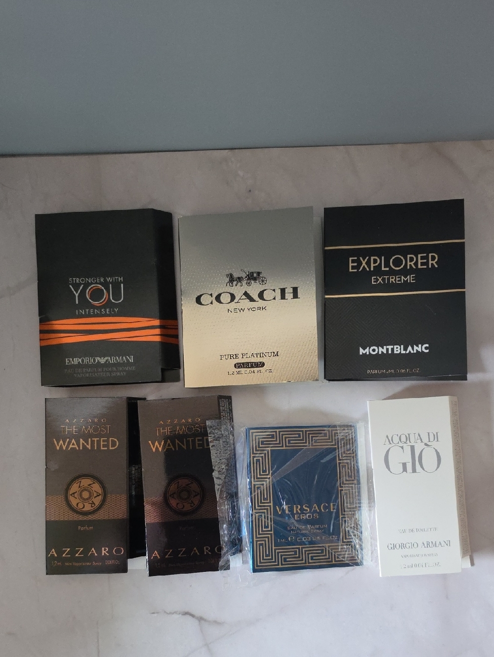 7 Mens Sample Spray Armani Coach Versace EDP Cologne 1.2ml 1.5ml